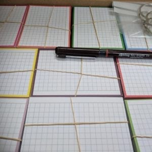 Geruite flashcards met Rotring