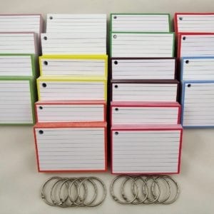 Pakket kleur 1000 A7 flashcards inclusief perforatie en 10 klikringen front