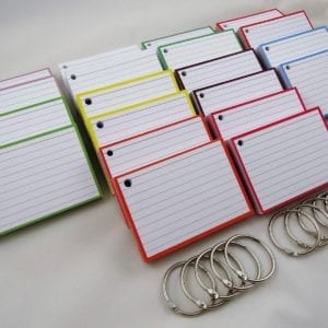 Pakket kleur 1000 A7 flashcards inclusief perforatie en 10 klikringen side