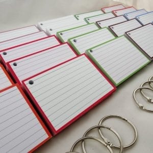 Pakket kleur 1500 A7 flashcards inclusief perforatie en 15 klikringen zoom