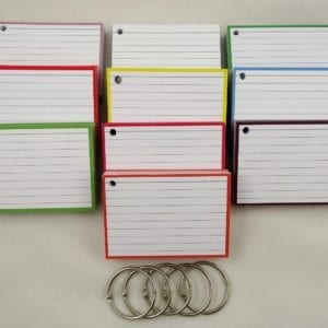 Pakket kleur 500 A7 flashcards inclusief perforatie en 5 klikringen