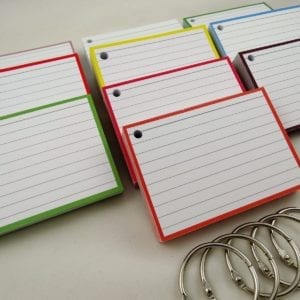 Pakket kleur 500 A7 flashcards inclusief perforatie en 5 klikringen zoom