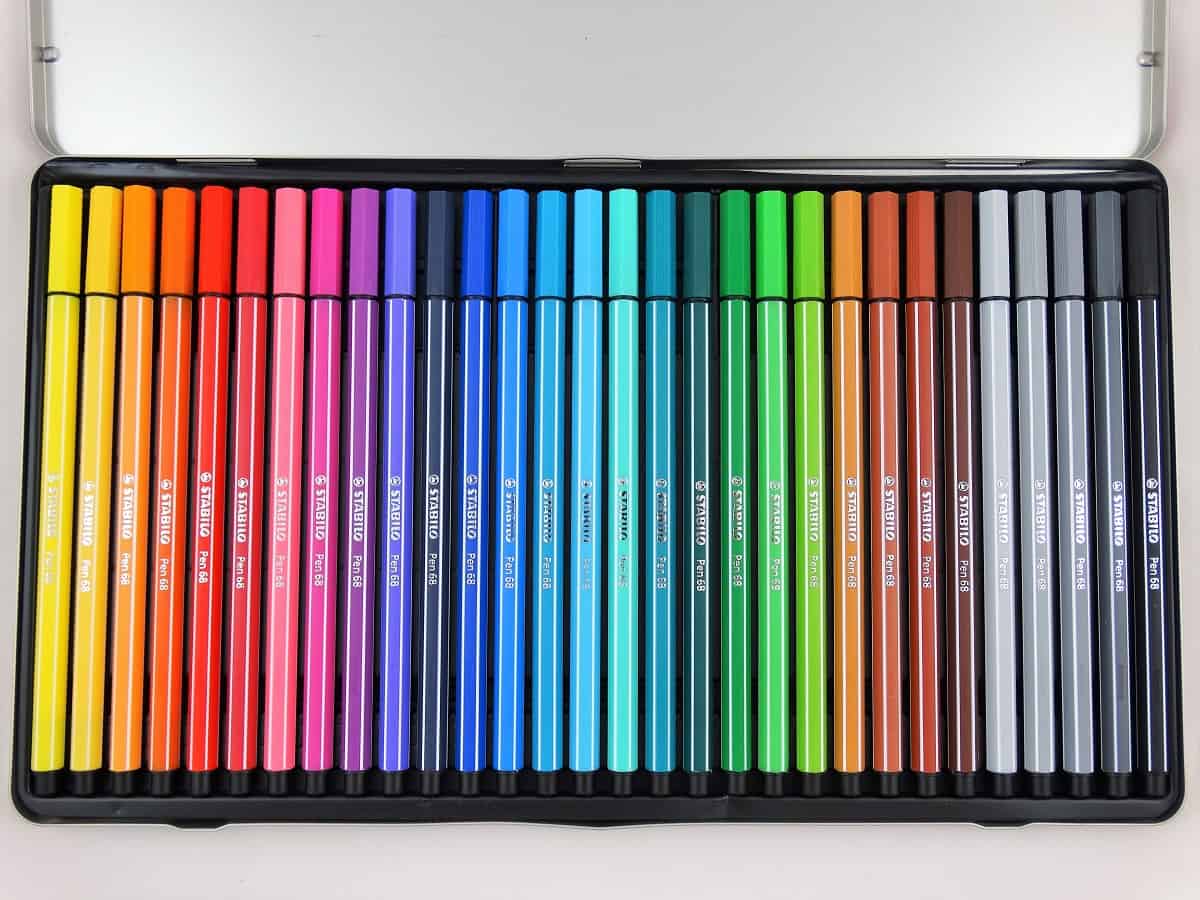 het is nutteloos bekennen breng de actie STABILO Pen 68 viltstift Blik 30 Kleuren - Luxe metalen etui