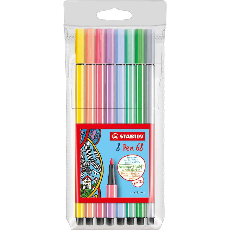 Verstikkend sigaar Slaapkamer STABILO Pen 68 viltstift PASTEL etui - 8 kleuren -