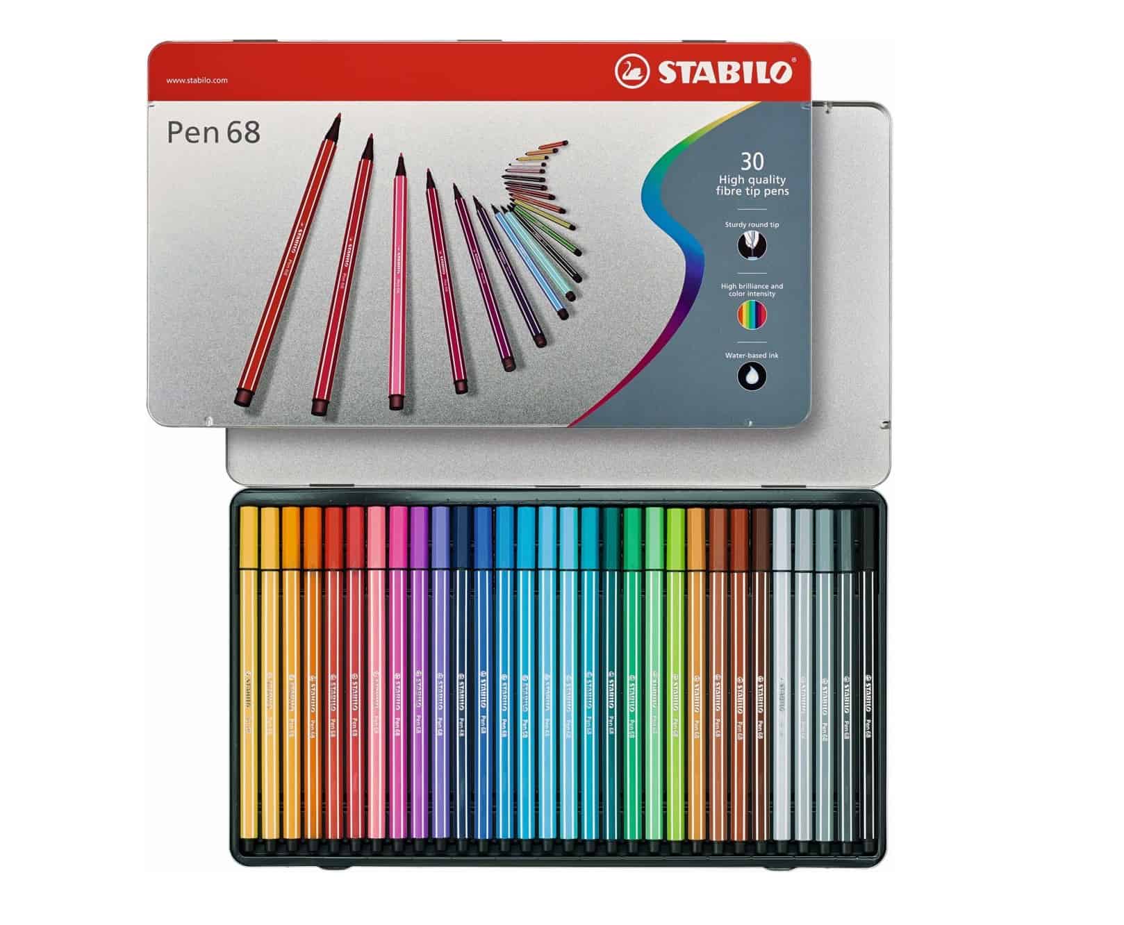 het is nutteloos bekennen breng de actie STABILO Pen 68 viltstift Blik 30 Kleuren - Luxe metalen etui