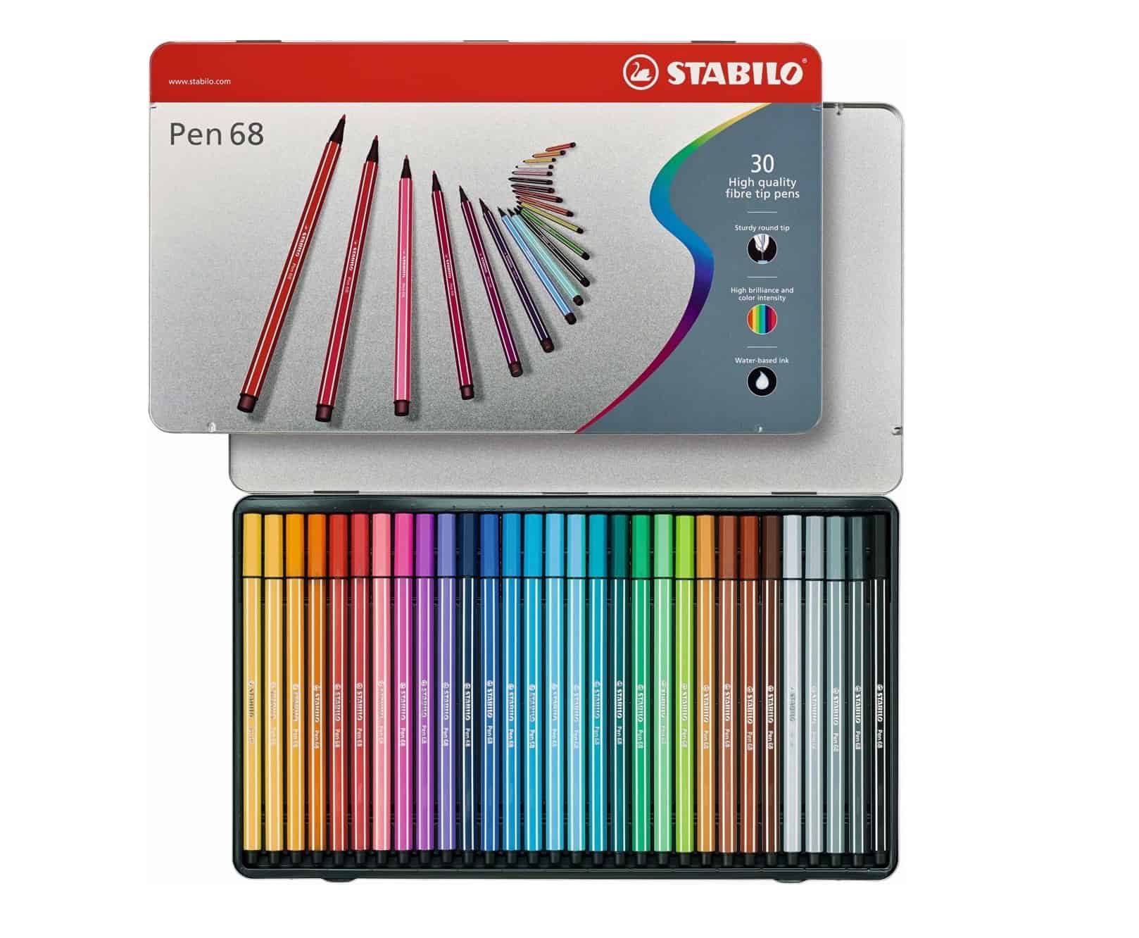 STABILO Pen 68 Blik 30 Kleuren - metalen etui