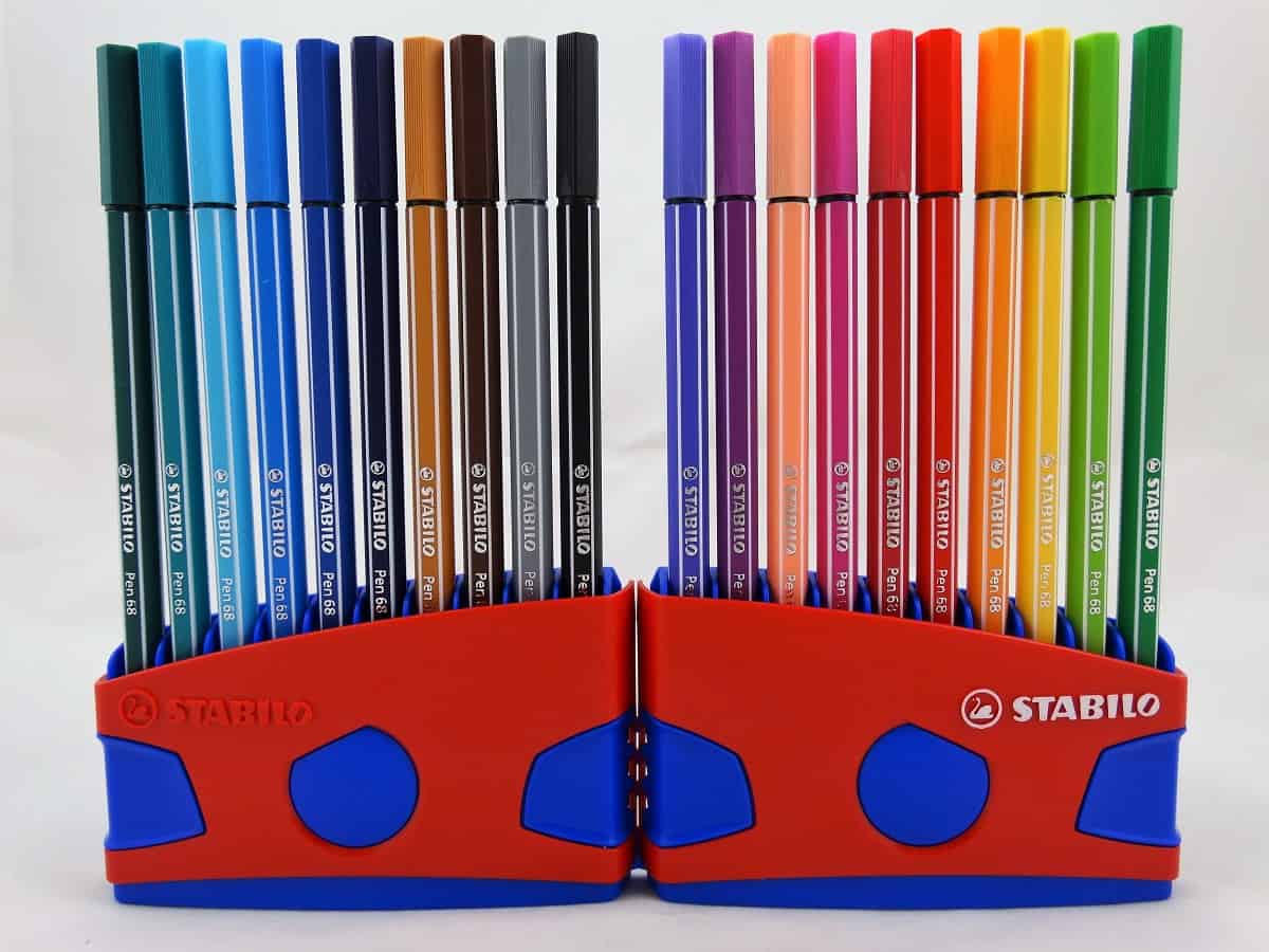 smal huiswerk regelmatig STABILO Pen 68 viltstift Colorparade 20 kleuren - Rood Blauw