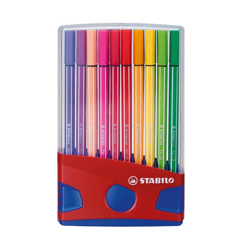 smal huiswerk regelmatig STABILO Pen 68 viltstift Colorparade 20 kleuren - Rood Blauw