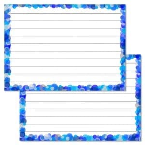 Blauwe confetti flashcards