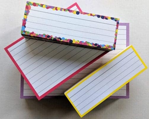 Proefpakket flashcards confetti roze geel lila