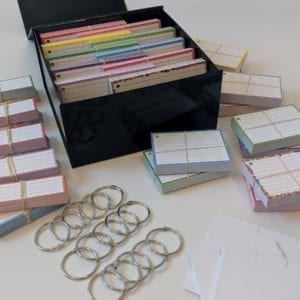 Luxe combipakket 1500 flashcards A7 A6 en half formaat met klikringen, tabbladen en cadeaubox