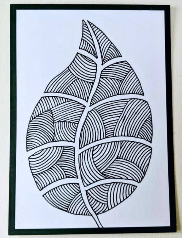 Flashcards Zwarte rand Zentangle Leaf Rotring