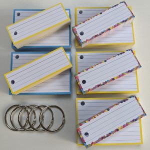 Combipakket 250 flashcards A7 250 flashcards Half - met perforatie blauw geel confetti