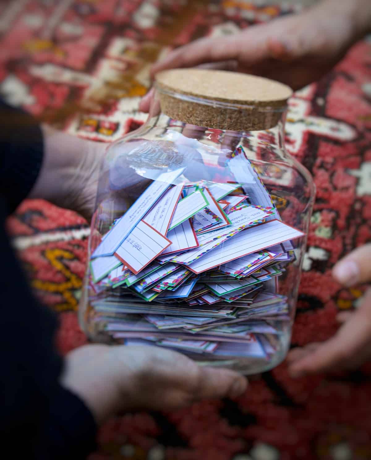 Pot vol herinneringen met flashcards