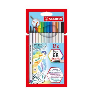 Stabilo Pen 68 Brush Viltstiften Etui 12 kleuren-