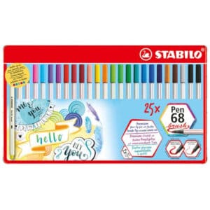 Stabilo Pen 68 Brush Viltstiften Metal Case 25 stuks