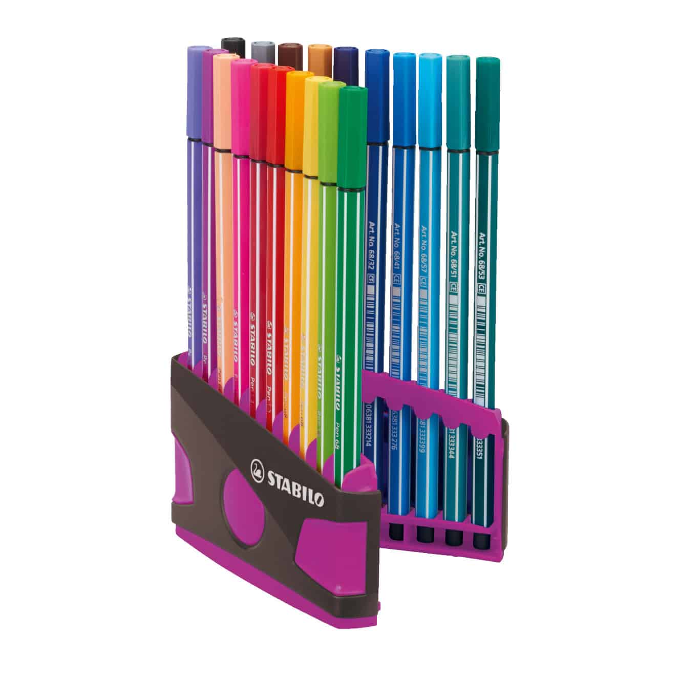 band onderwijs Caroline STABILO Pen 68 viltstift Colorparade 20 kleuren - Antraciet Roze