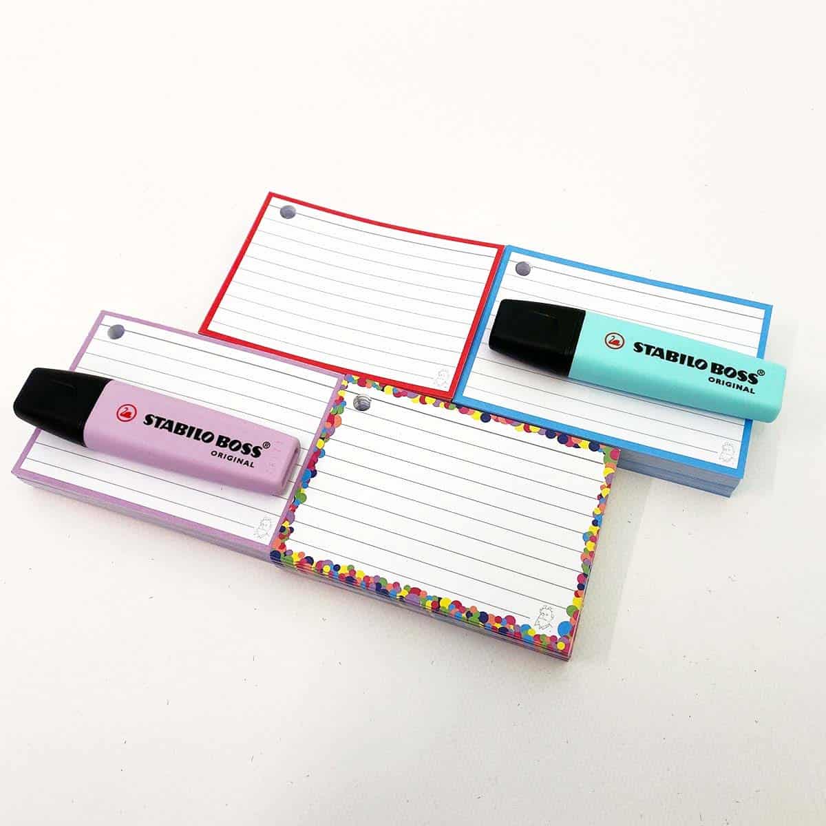 A7 flashcards (7,4 x 10,5 cm)